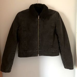 Brandy Melville Karina Denim Fur Jacket - Black